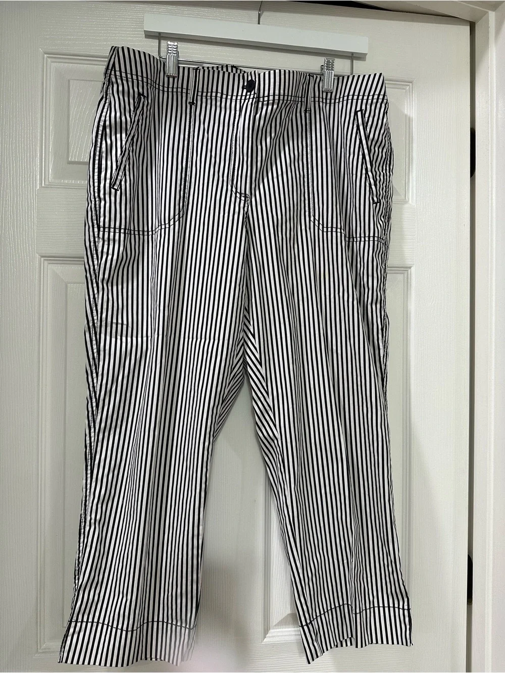 Chico’s Black & White Vertical Stripe Pants - Picture 1 of 6